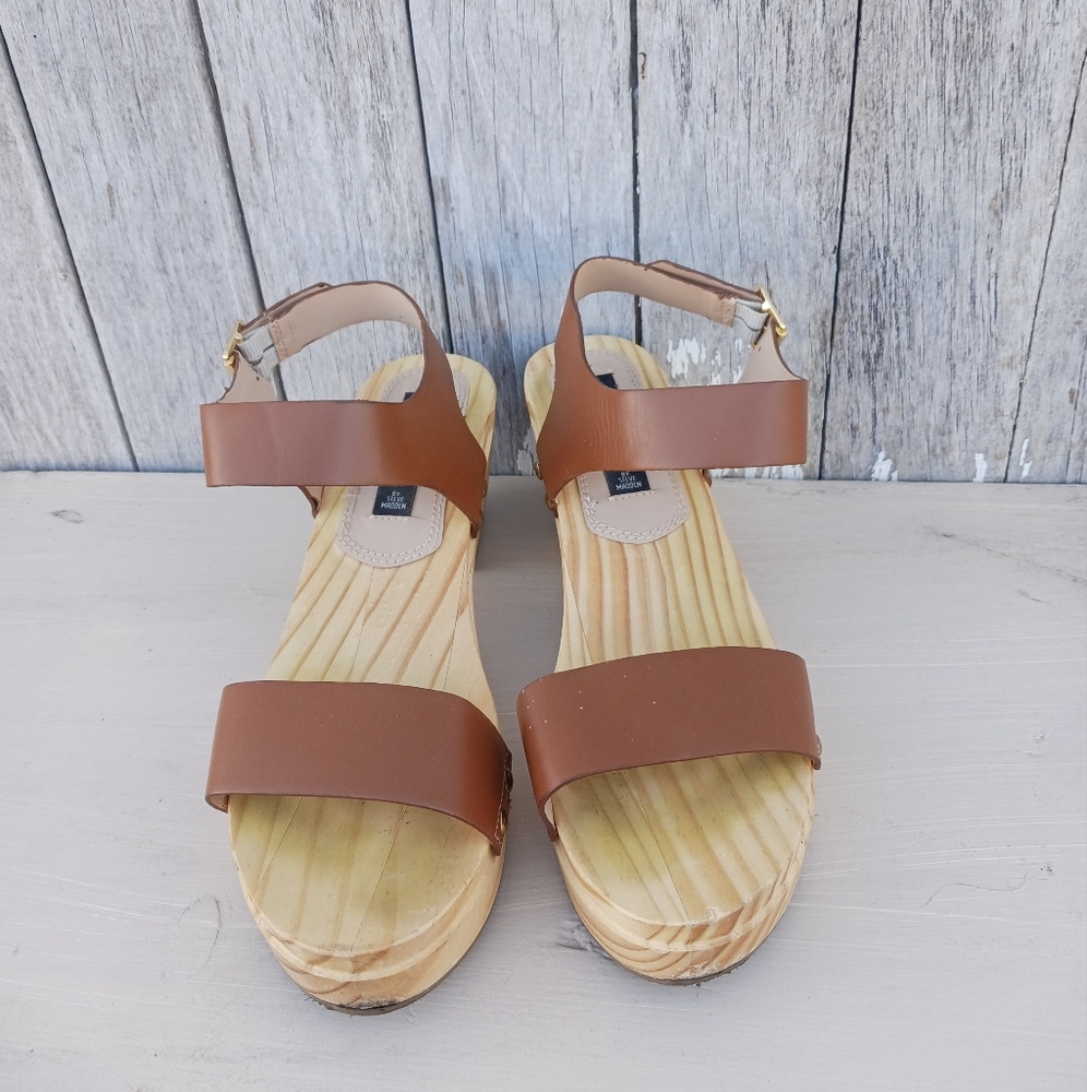 Steven By Steve Madden Womens Leather Platform Fabee Clog Sandals Cognac Size 9 - Picture 2 of 8
